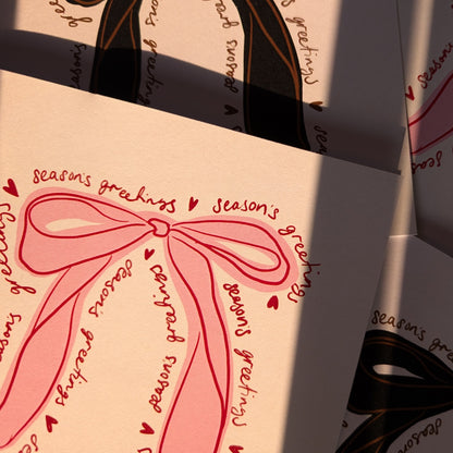 PINK BOW CHRISTMAS CARD